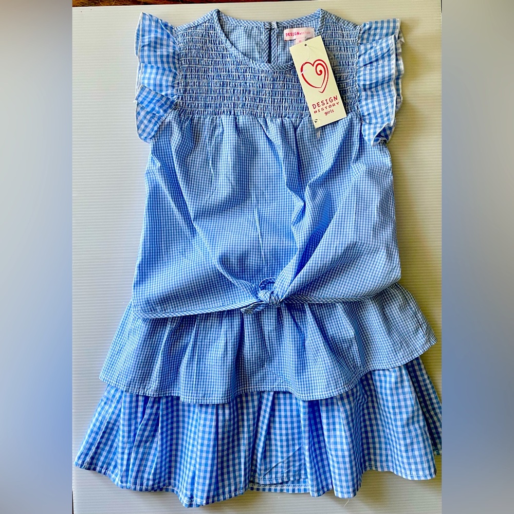Girls 6X Design History Girls Blue/White Checked Skirt/Top NWT
